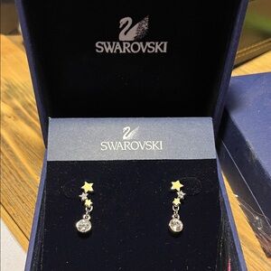 Swarovski Gold Star and Crystal Earrings